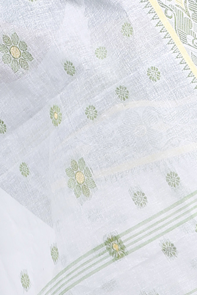 Green White Pure Cotton BolLata_Tant Tant Saree (200)